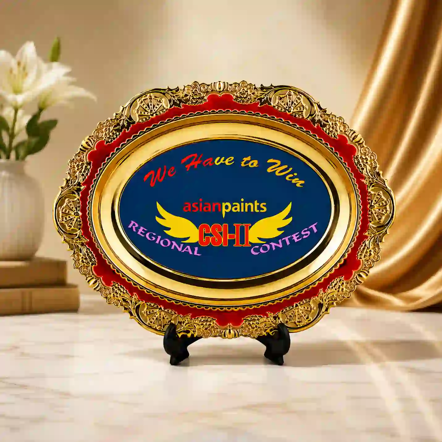 Oval Crest with Stand & Box- Small