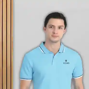 Elegant Mark & Spencers Custom Sky Blue Polo Tipping T-shirts