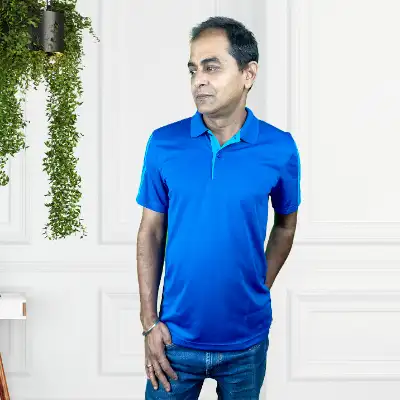 Customised Adidas Blue Gradient Polo T-Shirt for Men