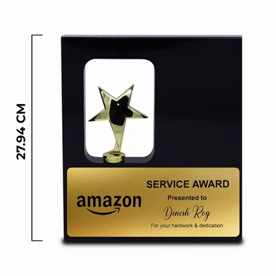 Customized Wood Frame Trophy with Metal Star - 11 inches-1