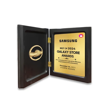 Book-Style Hand Shake Wooden Memento