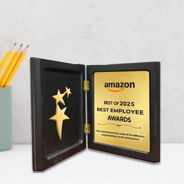 Classic Book Shape 3 Star Corporate Wooden Memento