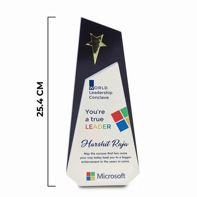 Customized Wood Trophy with Marble finish and Poly Star-1