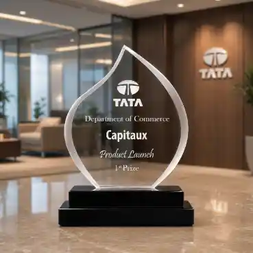 Crystal Flame Award with Black Base ( 14cm x 10cm )