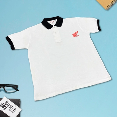 Exclusive Personalised White Logo T-shirts with Button