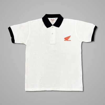 White Logo T-shirts with Button