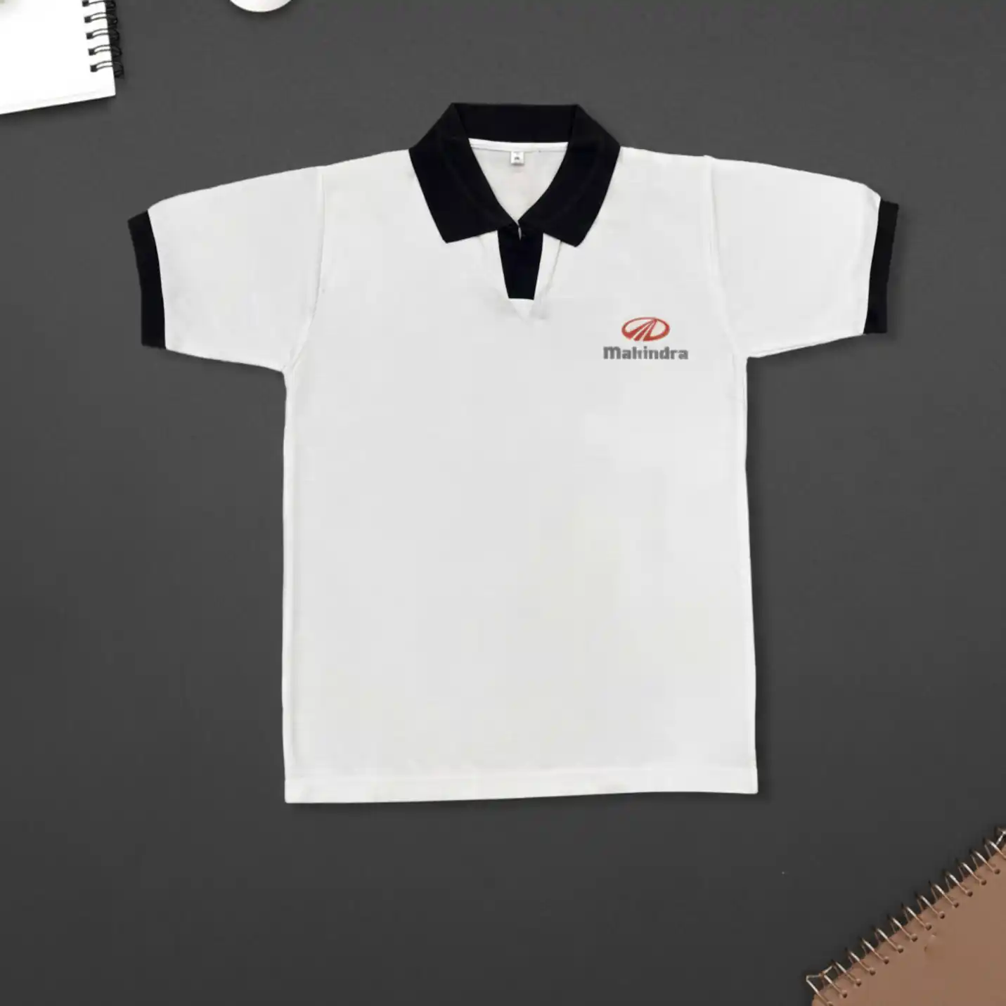 Customised White Logo V Neck T-shirts