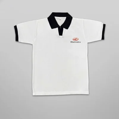 Customised White Logo V Neck T-shirts