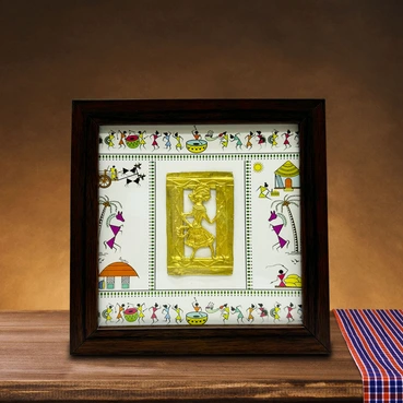 Elegant Tribal Dhokra Art Wooden Frame for Home & Office Décor