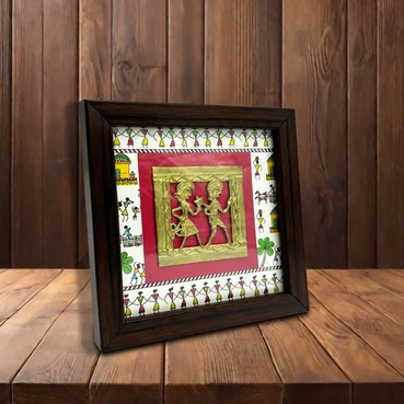 Tribal Dance Dhokra Art Wooden Frame for Elegant Décor