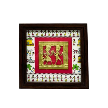Graceful Tribal Dance Dhokra Art Wooden Frame