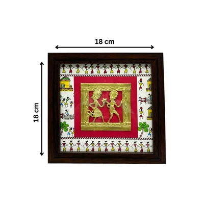 Graceful Tribal Dance Dhokra Art Wooden Frame