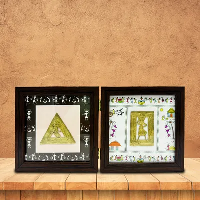 Timeless Twin-Panel Dhokra Art Wooden Décor Frame