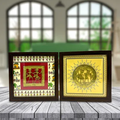Dhokra Table Décor Wooden Frame Set for Premium Spaces