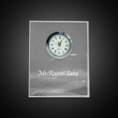 Premium Crystal Plaque with Clock