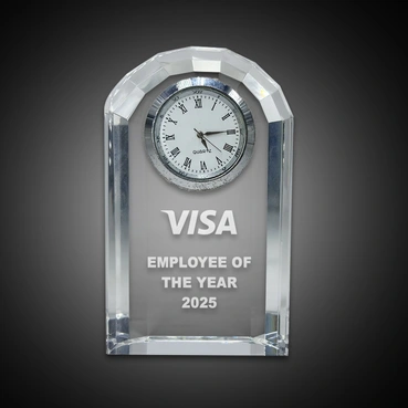 Customised Corporate Crystal Plaque with Clock