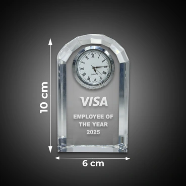 Corporate Crystal Plaque with Clock