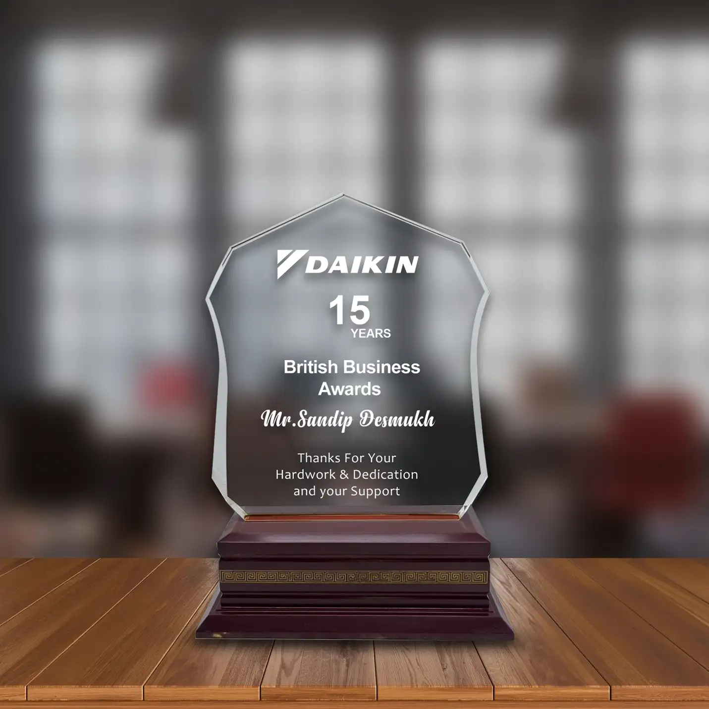 Majestic Customised Crystal Plaque with Sandblasting