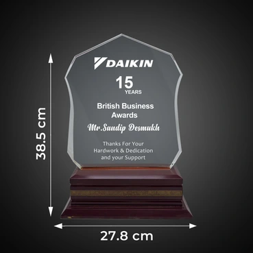 Majestic Customised Crystal Plaque with Sandblasting ( Size: 38.5 X 27.5 cm )