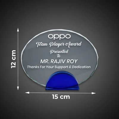 Crystal Memento Oval ( 12 X 15 cm )