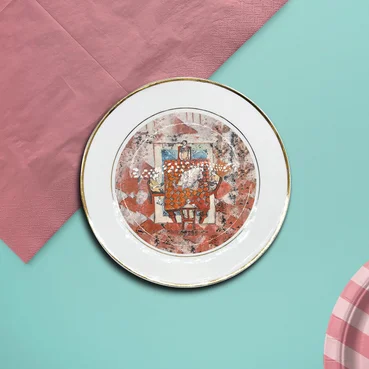 White Plate with Golden Border | Size 20cm dia