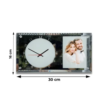 Glass Photo Frame with Clock