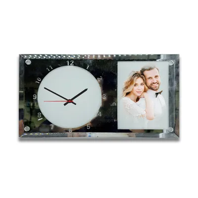 Customizable Glass Photo Frame with Clock