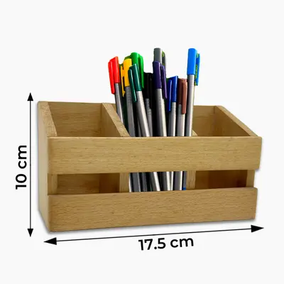 Unique Engraved Wooden Desktop Pen Stand for Office