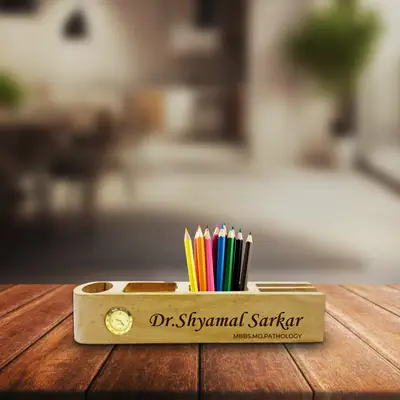 Custom Designed Modern Wooden Desktop Pen Stand