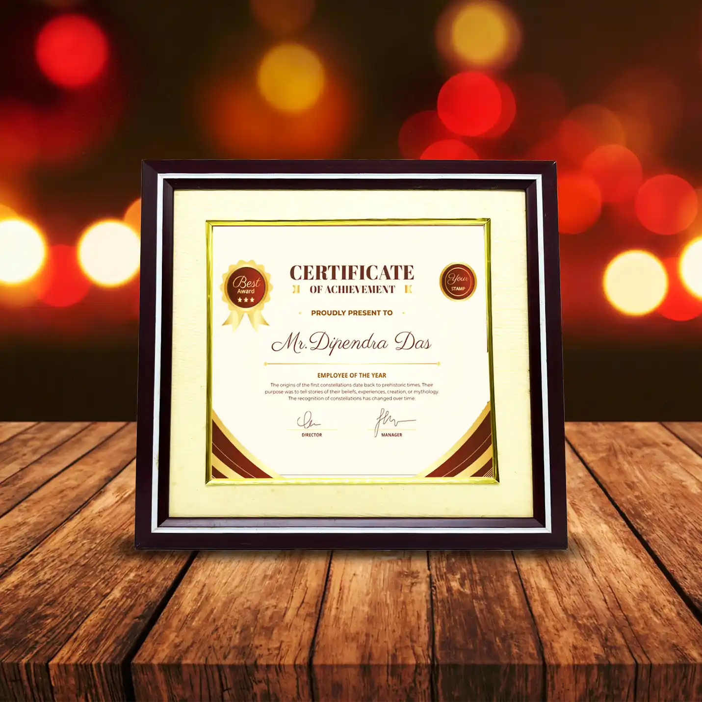 Personalised Paper Certificate With Elegant Frame