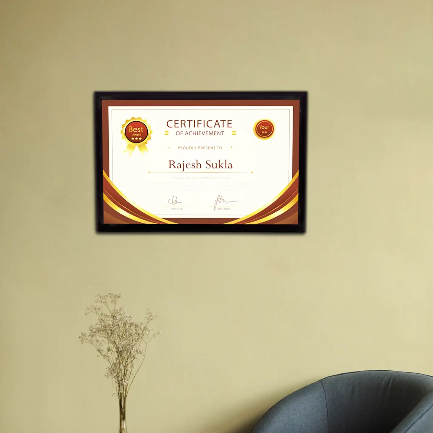 Personalised Premium Wooden Certificate with Unisub Metal Sheet