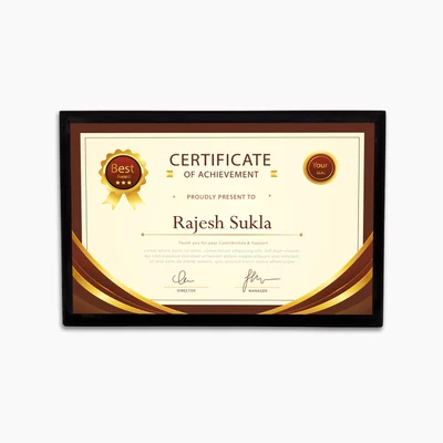 Personalised Premium Wooden Certificate with Unisub Metal Sheet