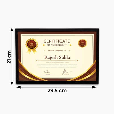 Personalised Premium Wooden Certificate with Unisub Metal Sheet