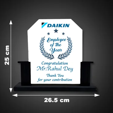 Custom-made tabletop Glass plaque for corporate occasions
