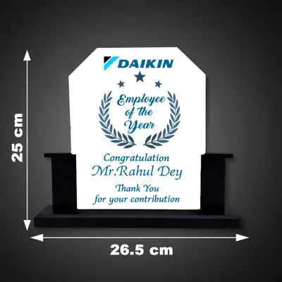 Custom-made tabletop Glass plaque for corporate occasions