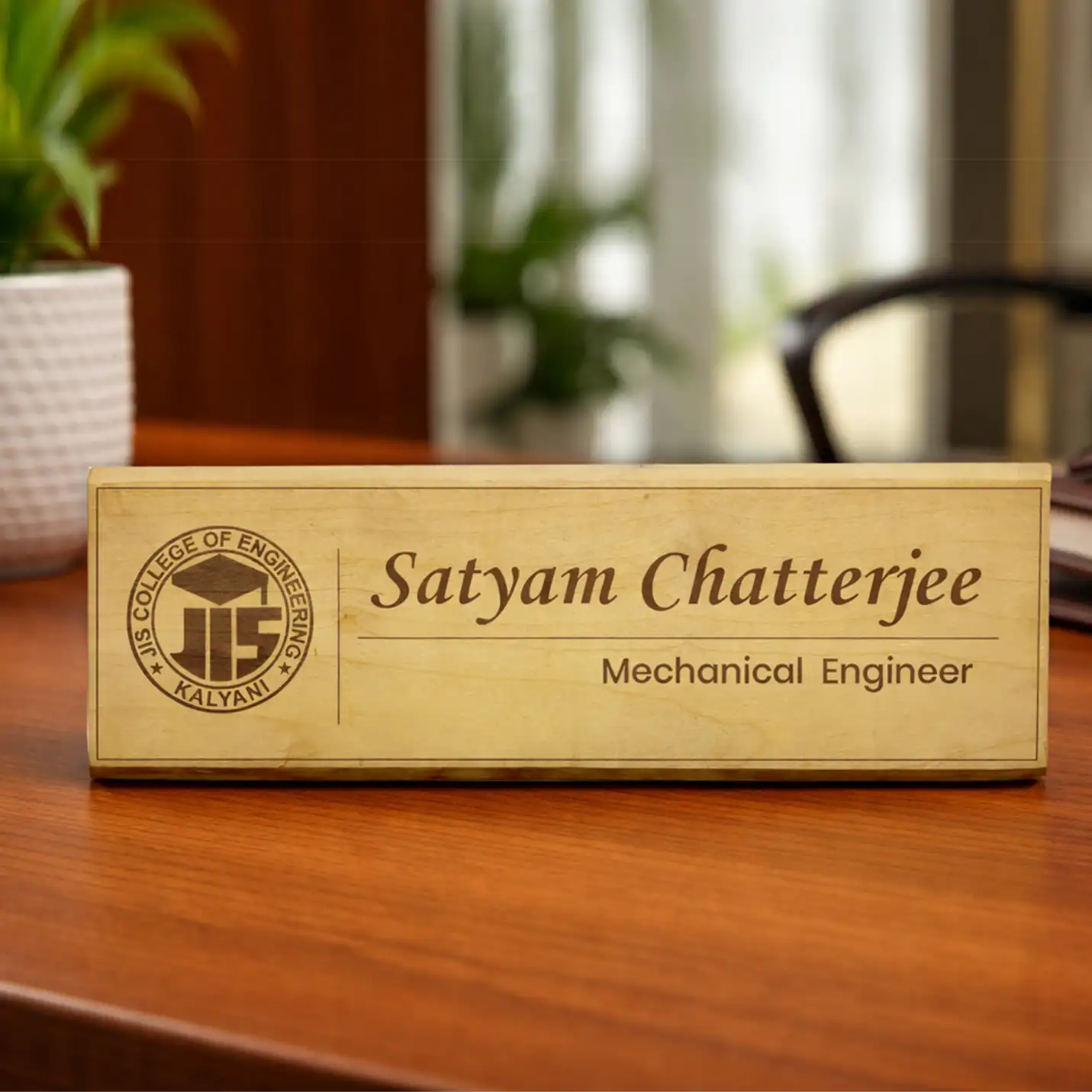 Standard  CO2 Engraved wooden name plate For Home and office