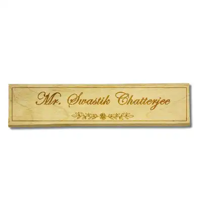Elegant CO2 Engraved wooden name plate for Office Table