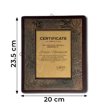 Corporate Premium Wooden Certificate with Unisub Metal Sheet