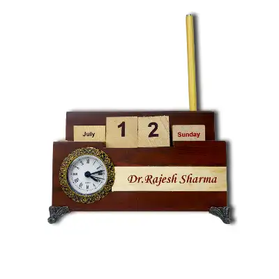 Wooden Desktop Pen Stand with CO2 engraving