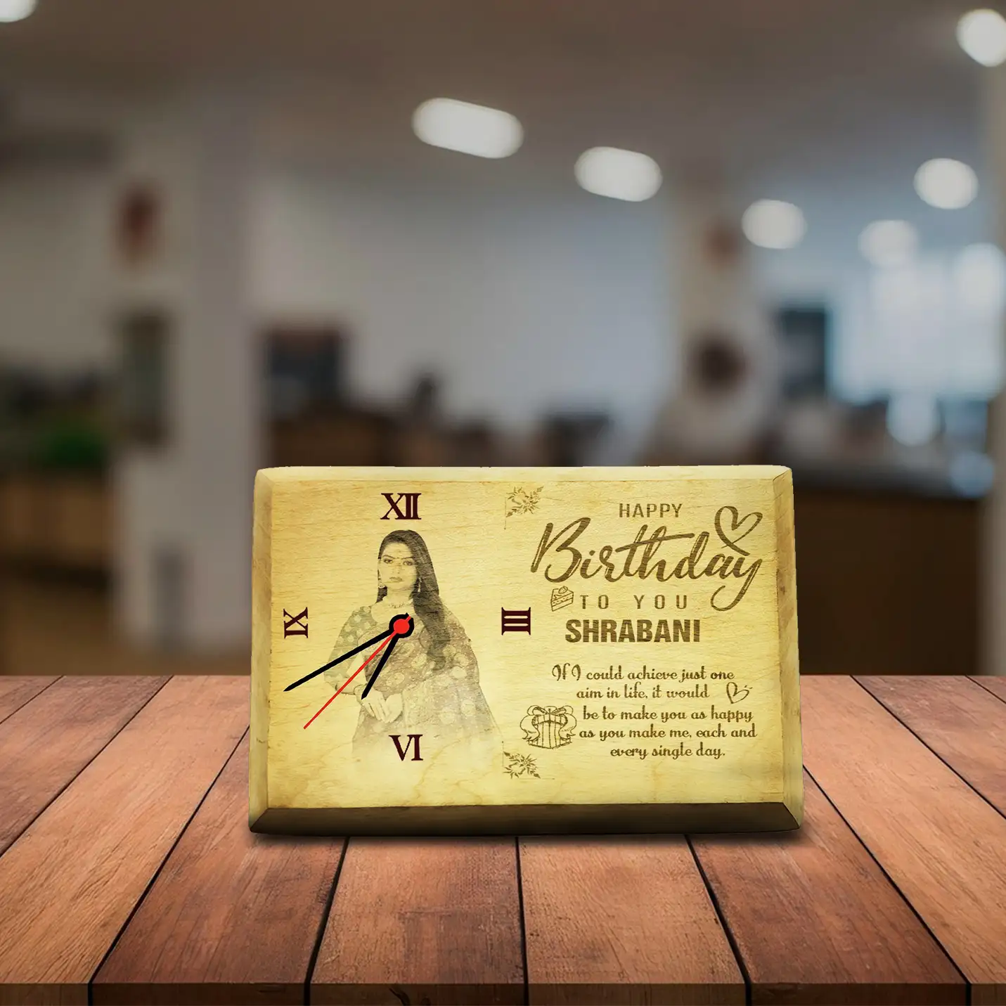 Personalised CO2 engraving Wooden Photo Clock