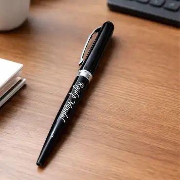 Personalized black metal ballpoint pen
