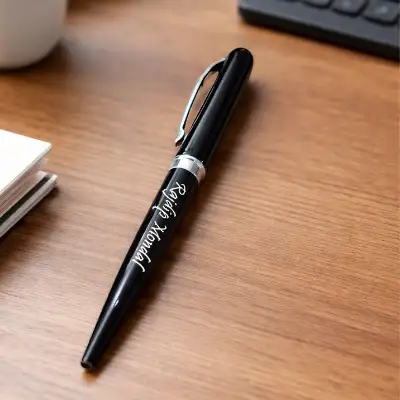 Personalized black metal ballpoint pen