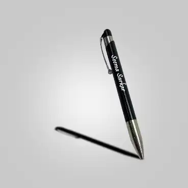 Customised logo and name printed on a steel pen