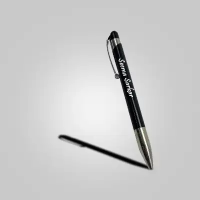 Customised logo and name printed on a steel pen