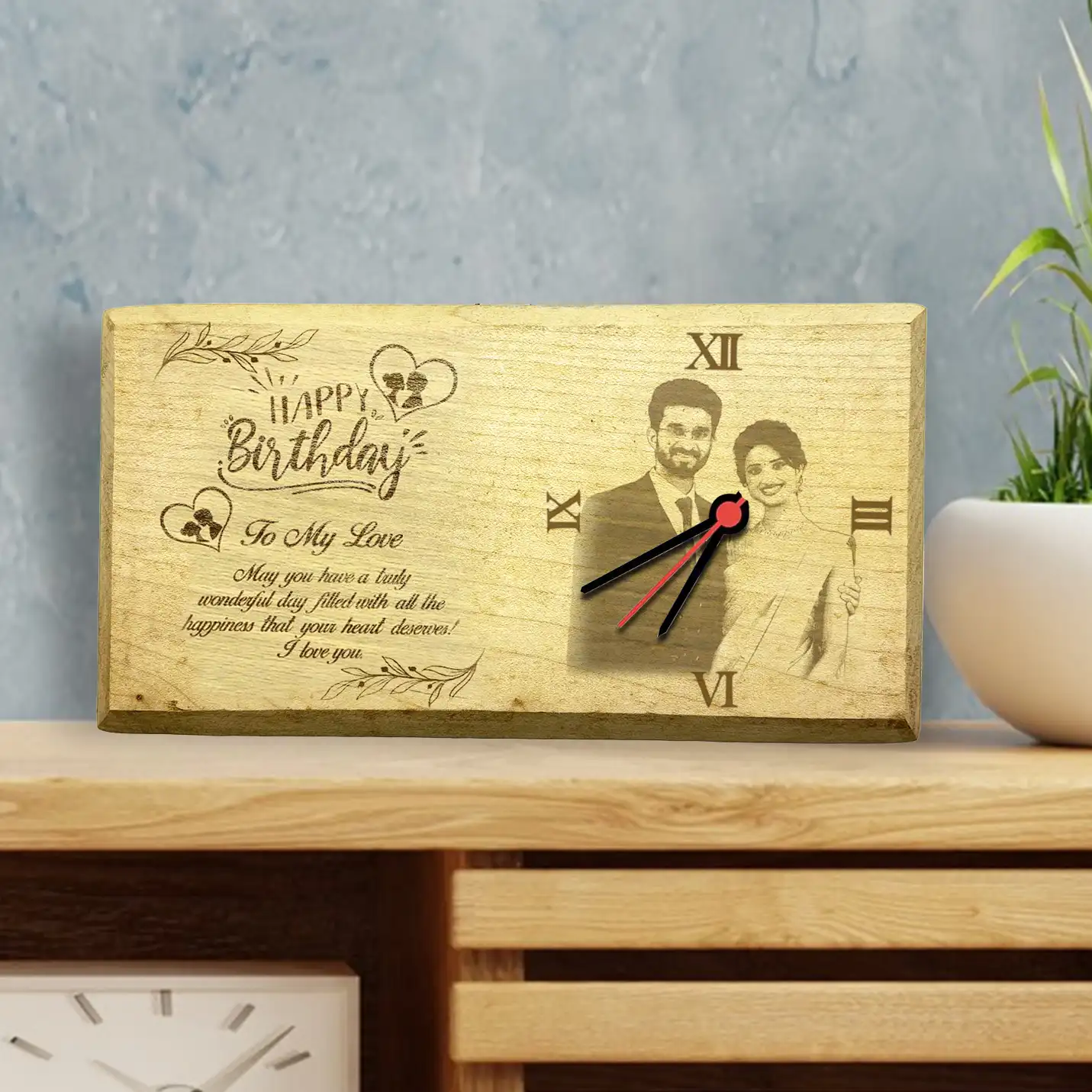 Customized CO2 engraved Clock wooden plaque