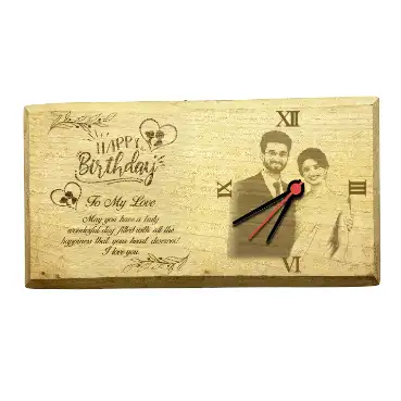 CO2 engraved Clock wooden plaque