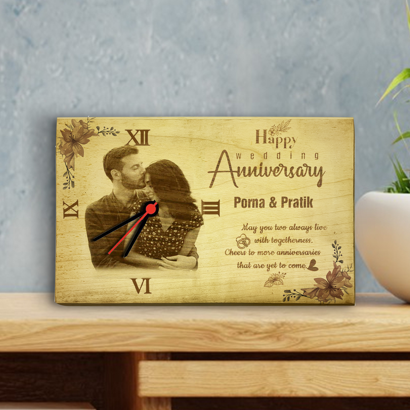 Personalized permanent CO2 engraving wooden clock