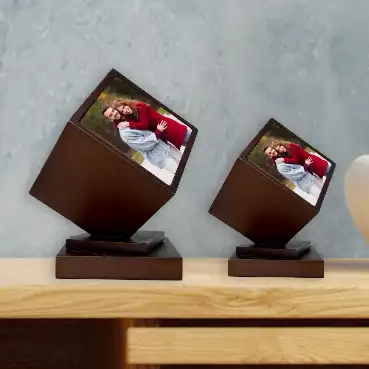 Wooden Cube photo frame using sublimation technology