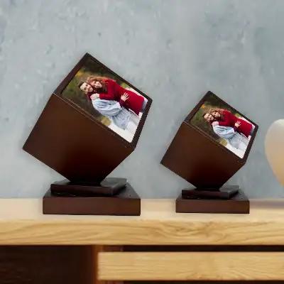 Wooden Cube photo frame using sublimation technology