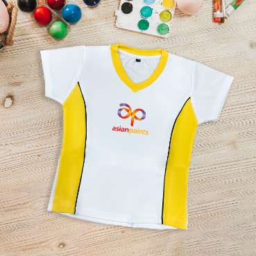 Custom made white shirt with yellow border for daily use
